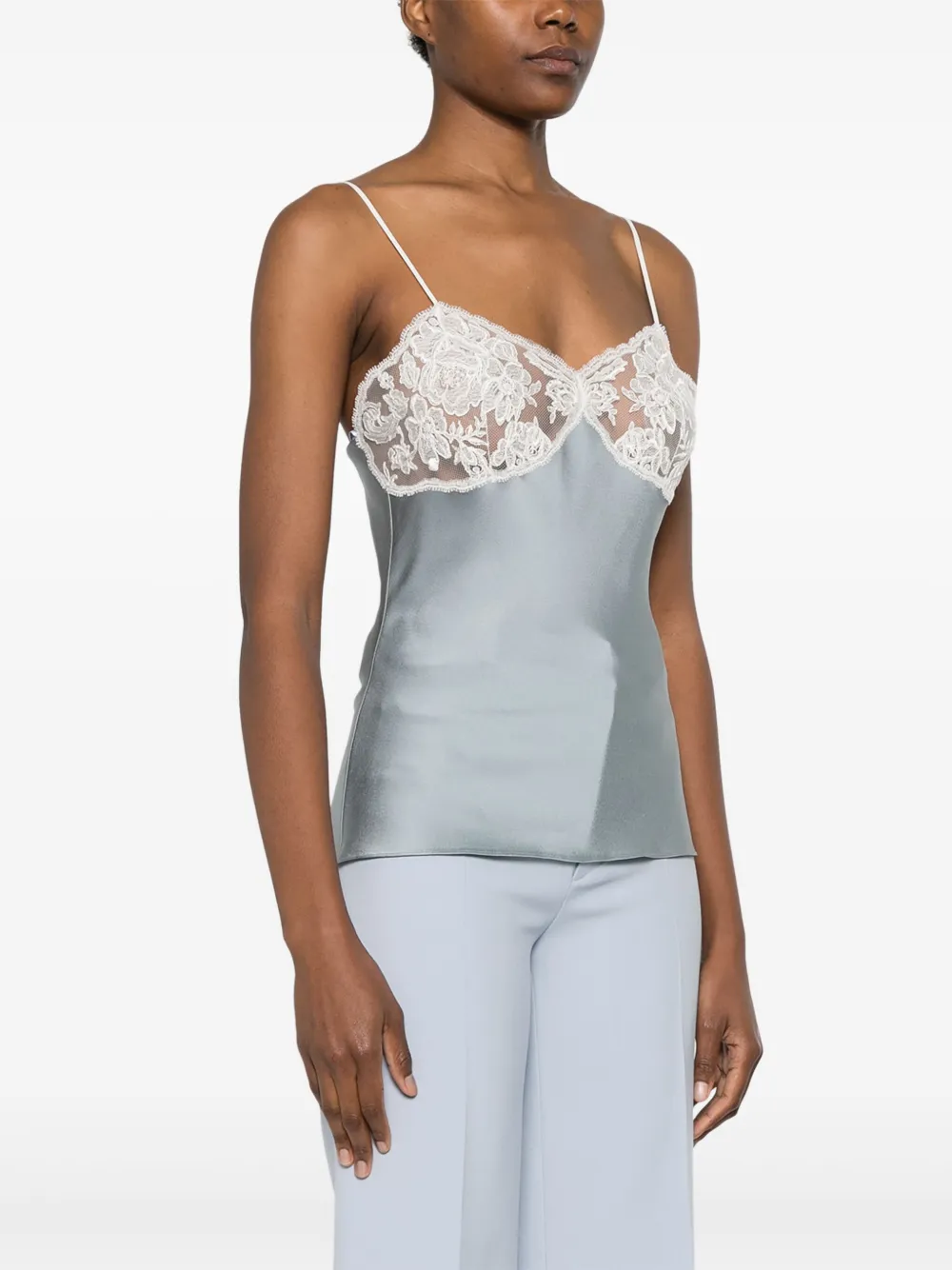 Chloé Satijnen top met kant Blauw