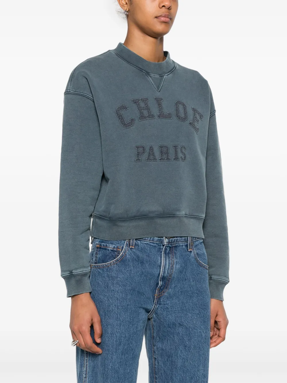 Chloé Sweater met geborduurd logo Blauw