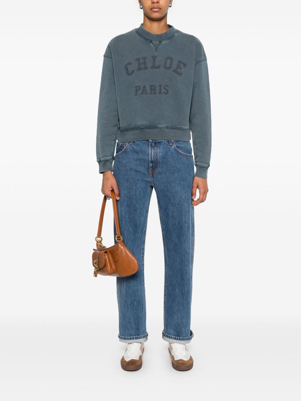 Chloé logo-embroidered sweatshirt - Blauw