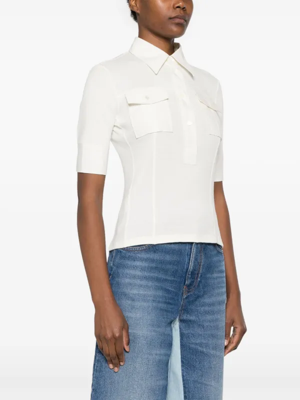 キャロル♥︎ Chloé logo-embroidered Polo Top | Neutrals | FARFETCH