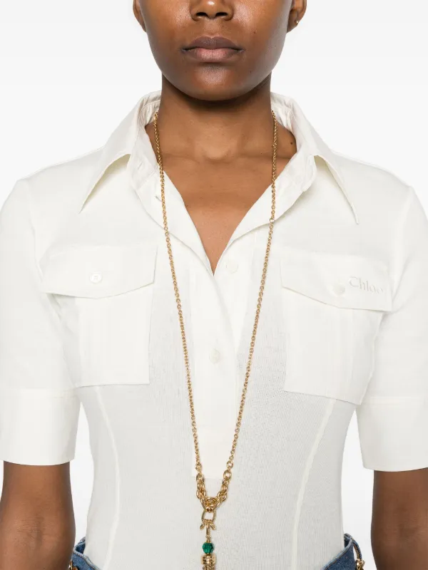 Chloé logo-embroidered Polo Top | Neutrals | FARFETCH