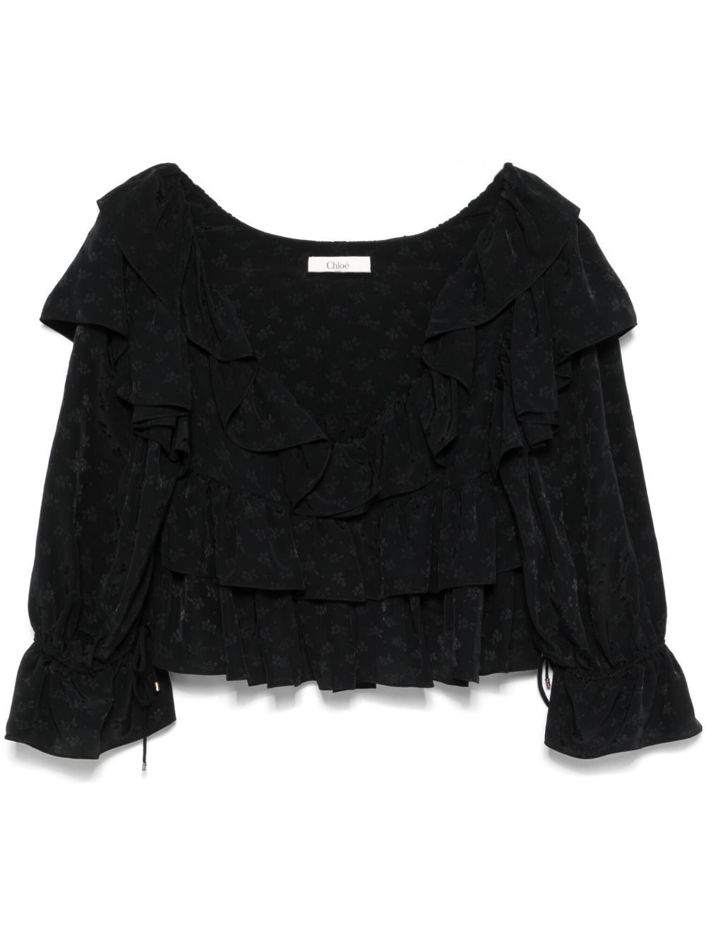 Chloé ruffled cropped blouse - Black