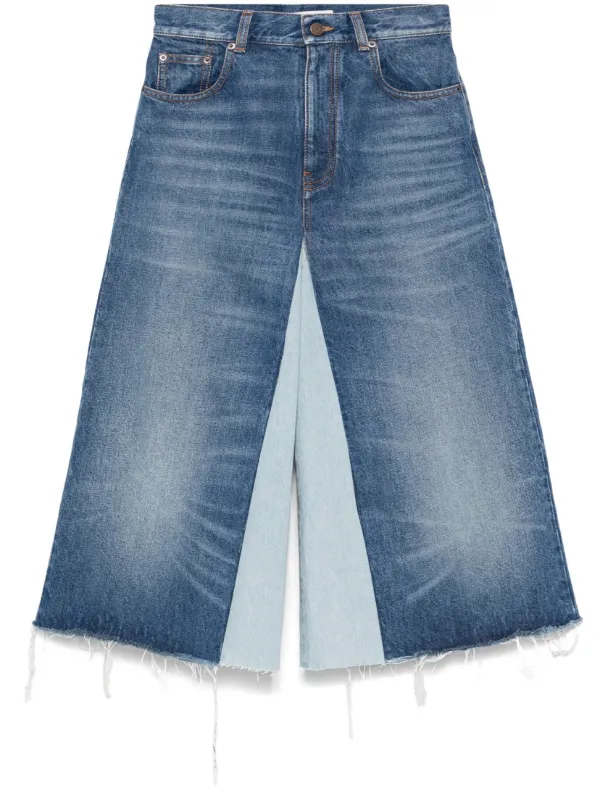 Chloé Patchwork Denim Shorts in Blue