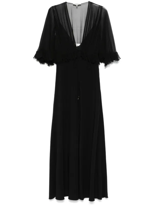 クロエ クレープVネックワンピース ブラック Chloé Vネック クレープドレス | ブラック | FARFETCH JP