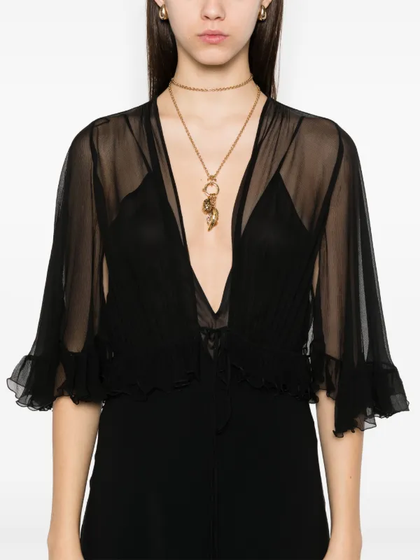 Chloé Vネック クレープドレス | ブラック | FARFETCH JP