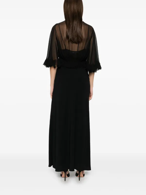 クロエ クレープVネックワンピース ブラック Chloé Vネック クレープドレス | ブラック | FARFETCH JP