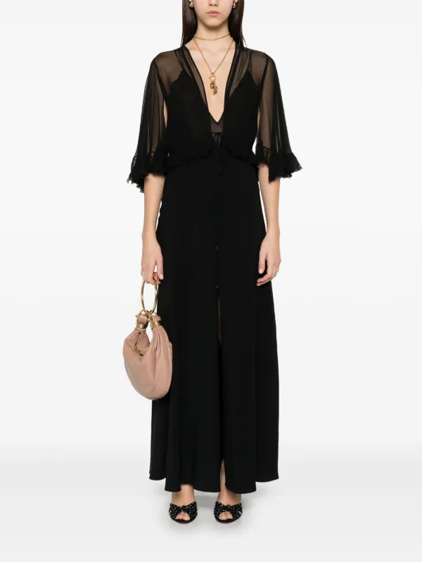 クロエ クレープVネックワンピース ブラック Chloé Vネック クレープドレス | ブラック | FARFETCH JP