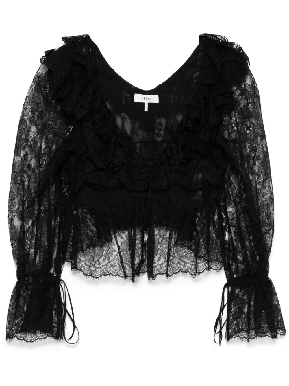 Chloé V-neck lace crop top