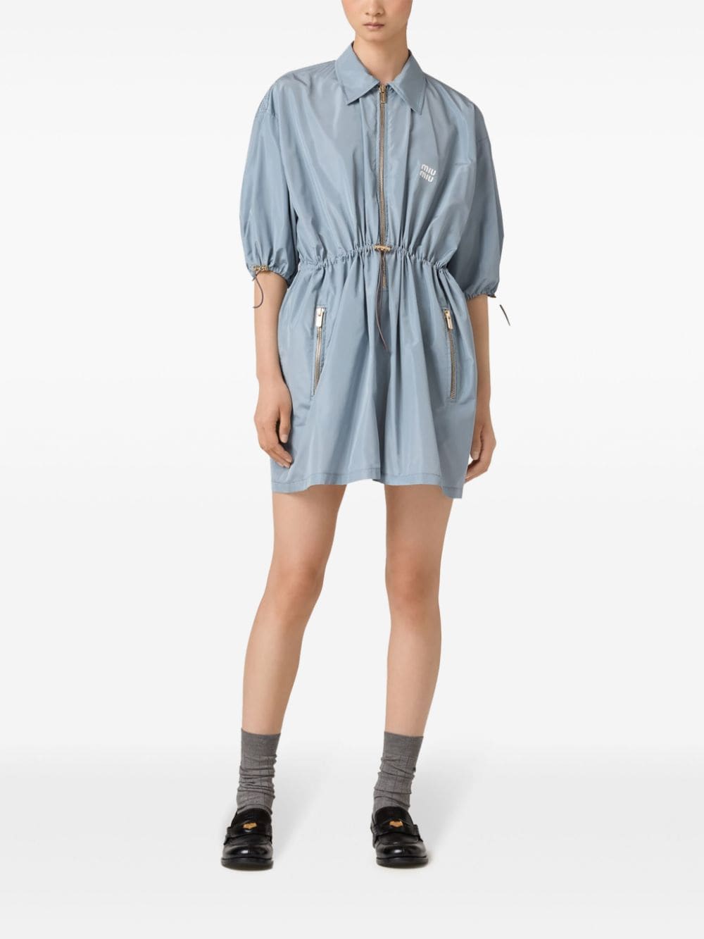 Miu Miu Technical silk mini-dress - Blauw