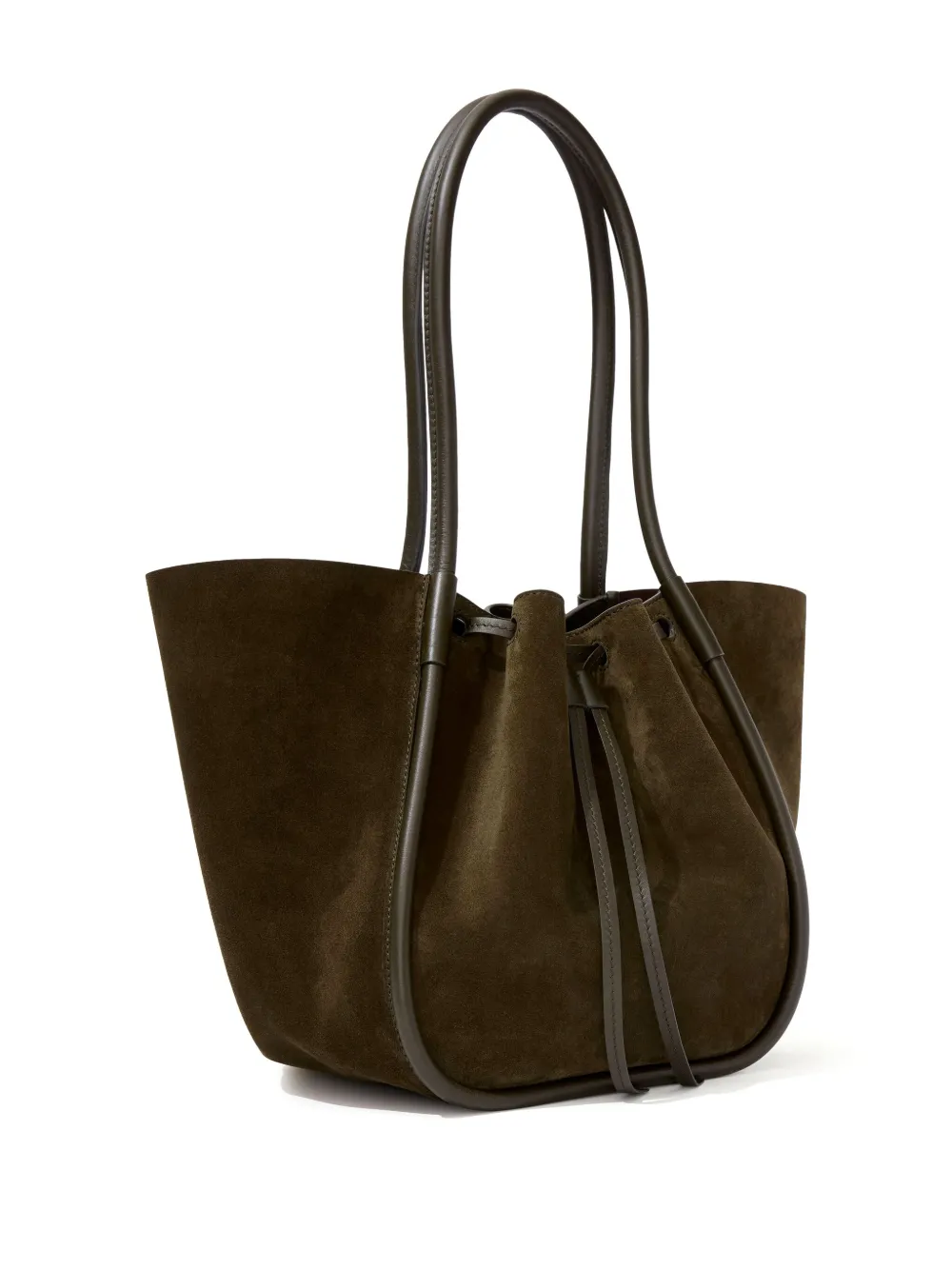 Proenza Schouler Large Ruched Suede Tote Bag Green FARFETCH UK