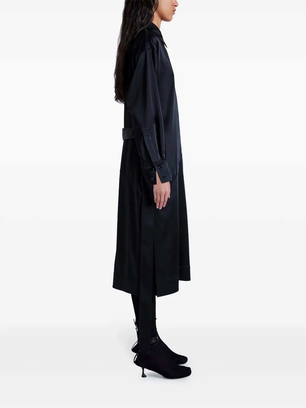 Shop Proenza Schouler Andy Satin Midi Dress In Black