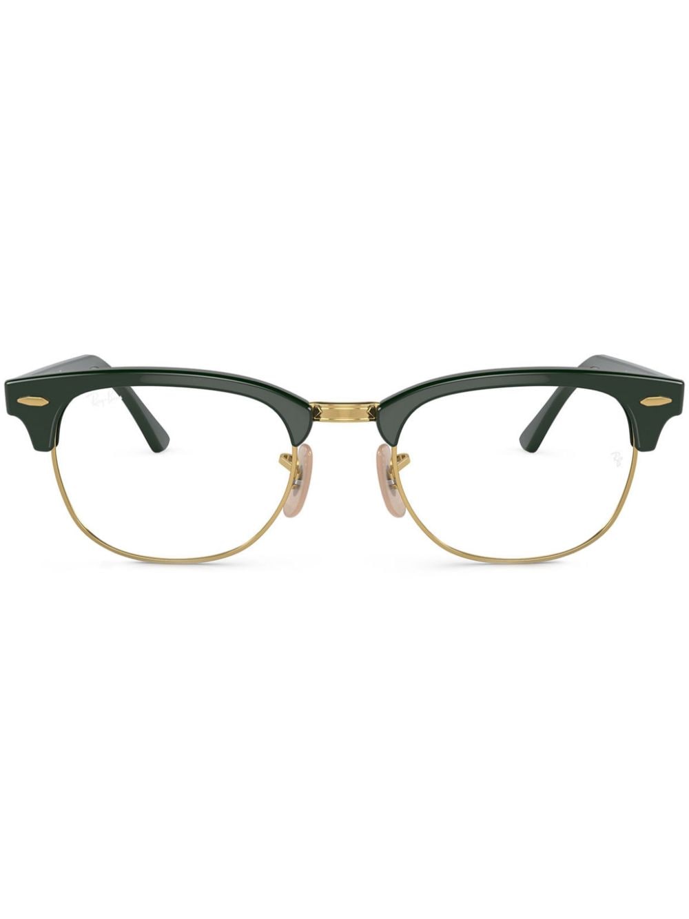 Shop Ray Ban Clubmaster Green On Gold Glasses