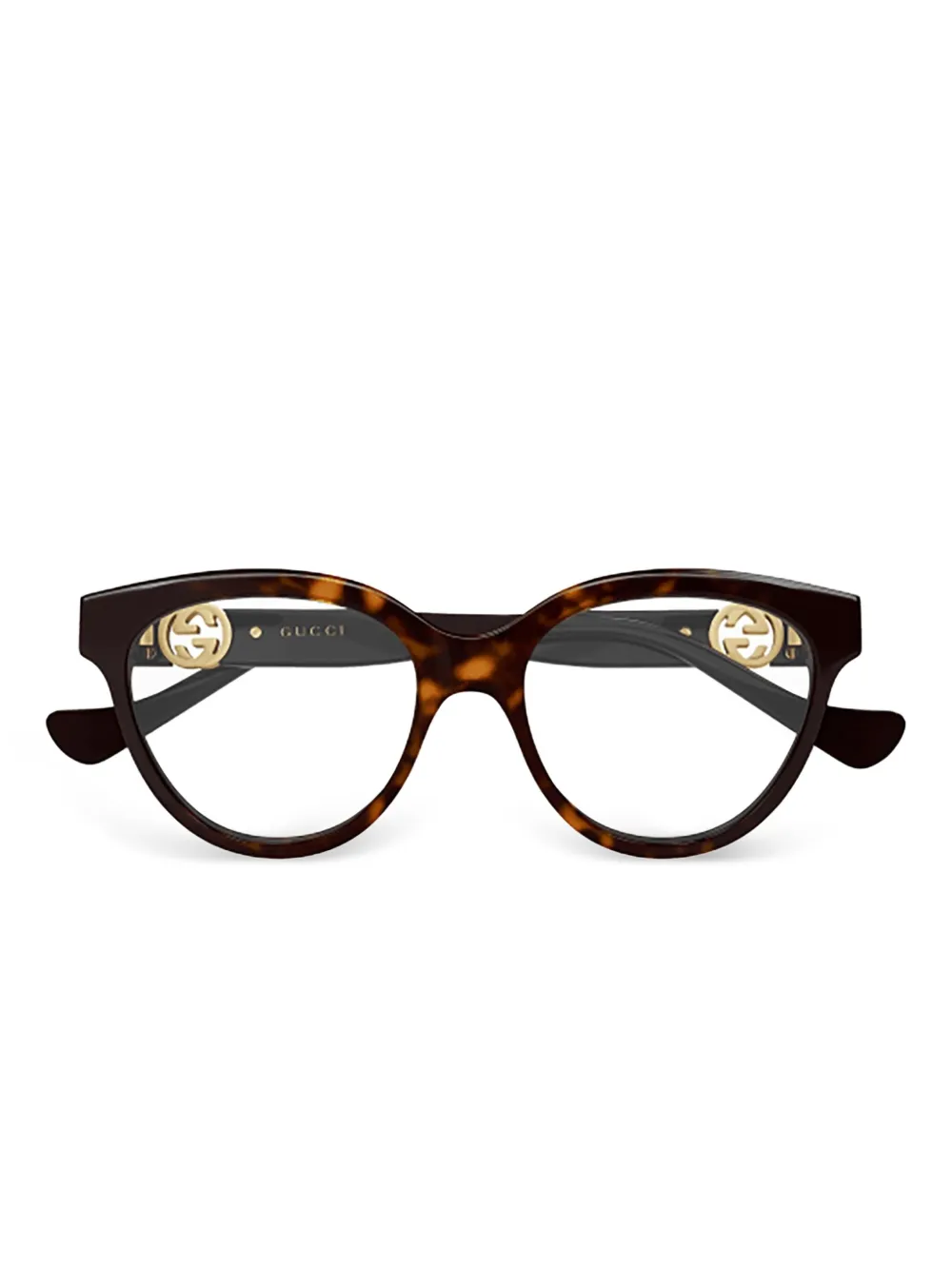 Gucci Eyewear Occhiali tondi con effetto tartarugato - Marrone