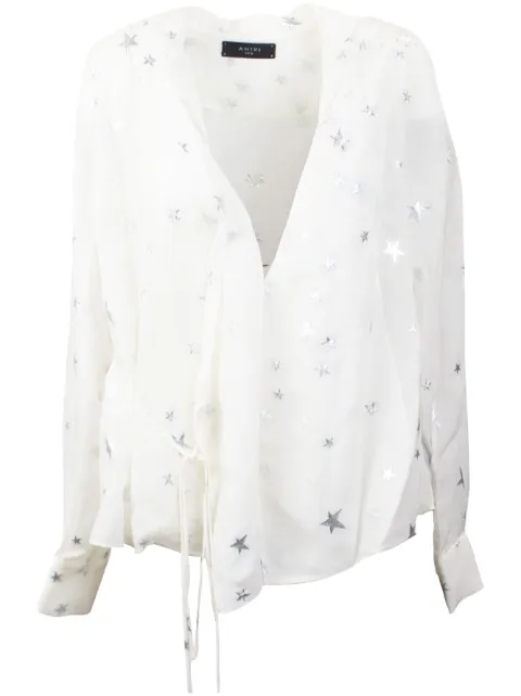 AMIRI star-print wrap blouse