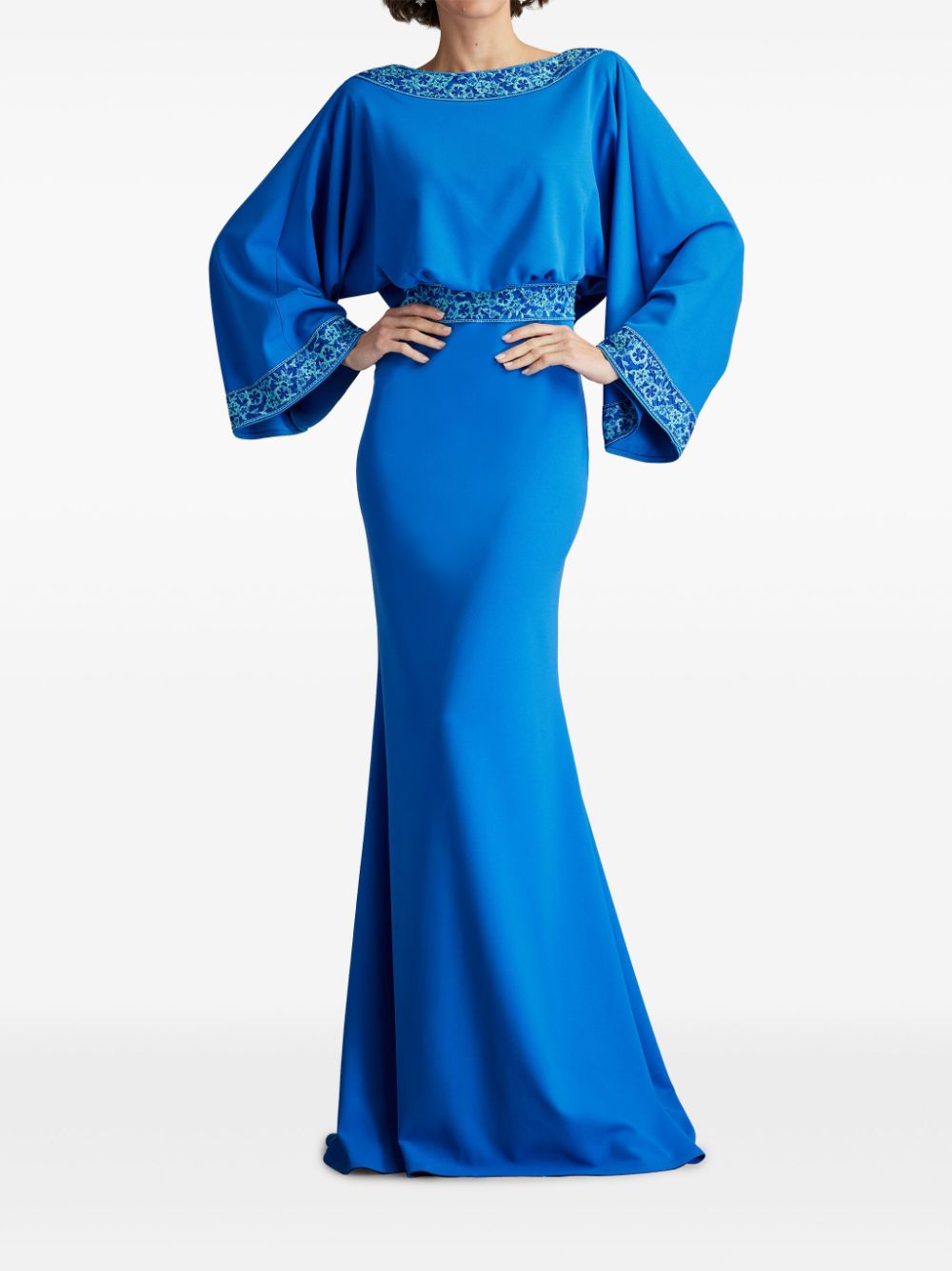 Tadashi Shoji moline cown back gown - Blauw