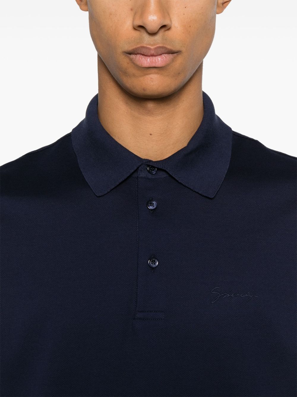 Shop Givenchy Logo-embroidered Polo Shirt In Blue