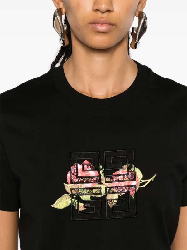 Givenchy 4G Lace Cotton T-shirt | Black | FARFETCH ID
