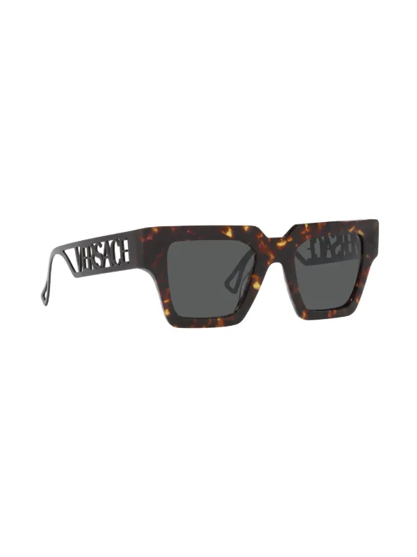 Versace Eyewear Logo cut-out Detailing Sunglasses | Brown 