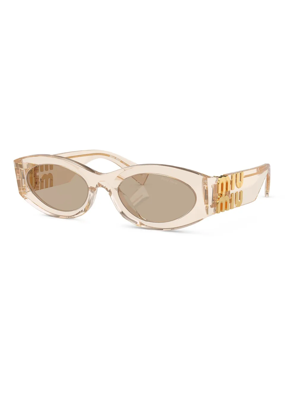 Miu Miu MU11WS zonnebril met ovalen montuur - Beige