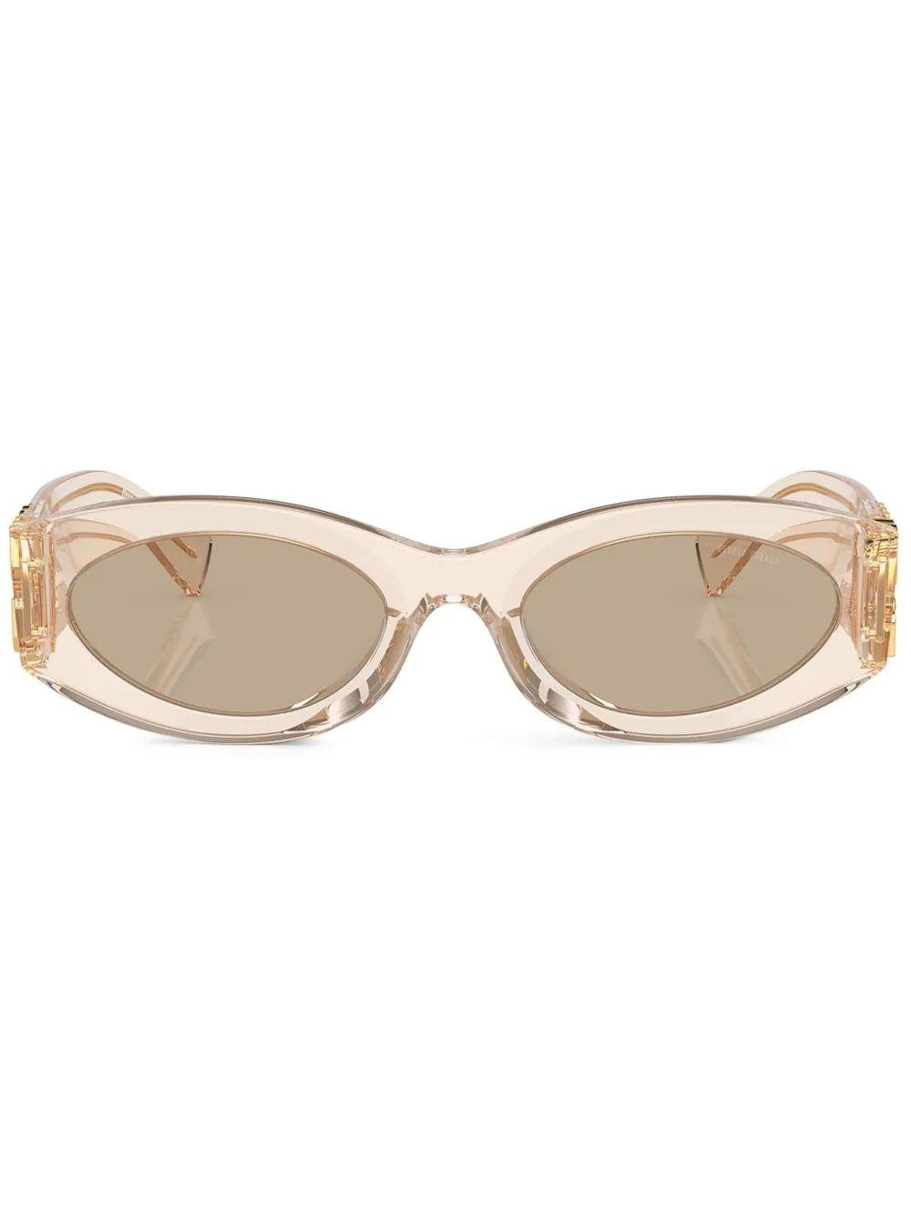 Miu Miu Logo Oval Acetate Sunglasses In Neutrals