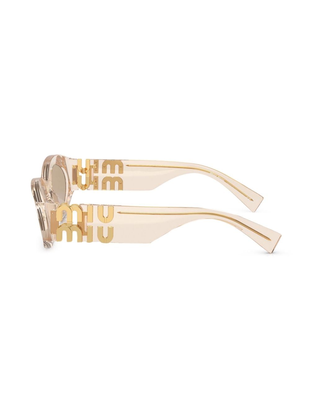 Shop Miu Miu Mu11ws Oval-frame Sunglasses In Neutrals