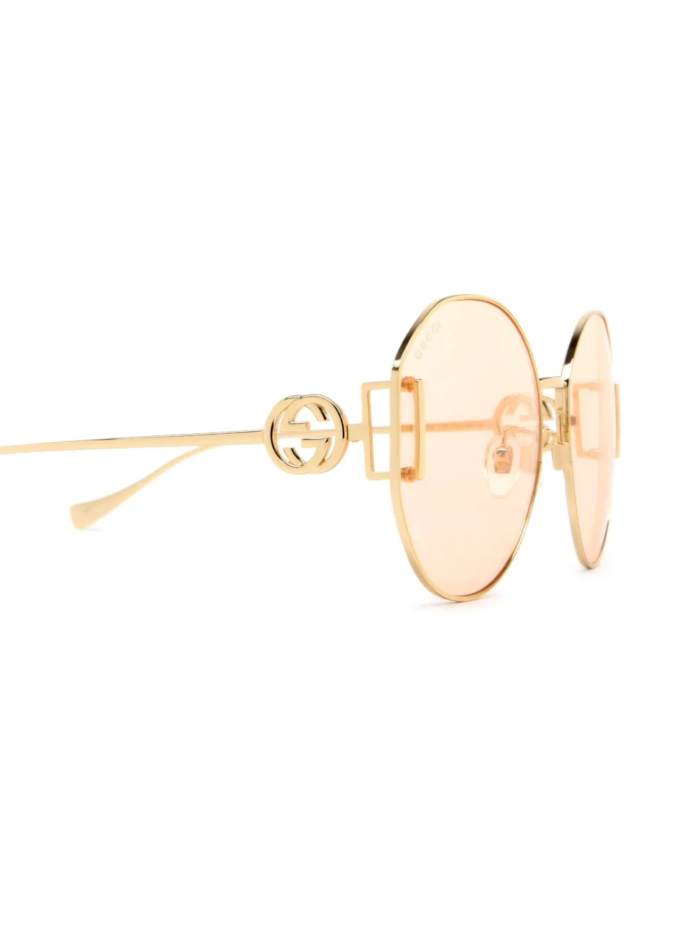 Gucci Eyewear Zonnebril met rond montuur Goud
