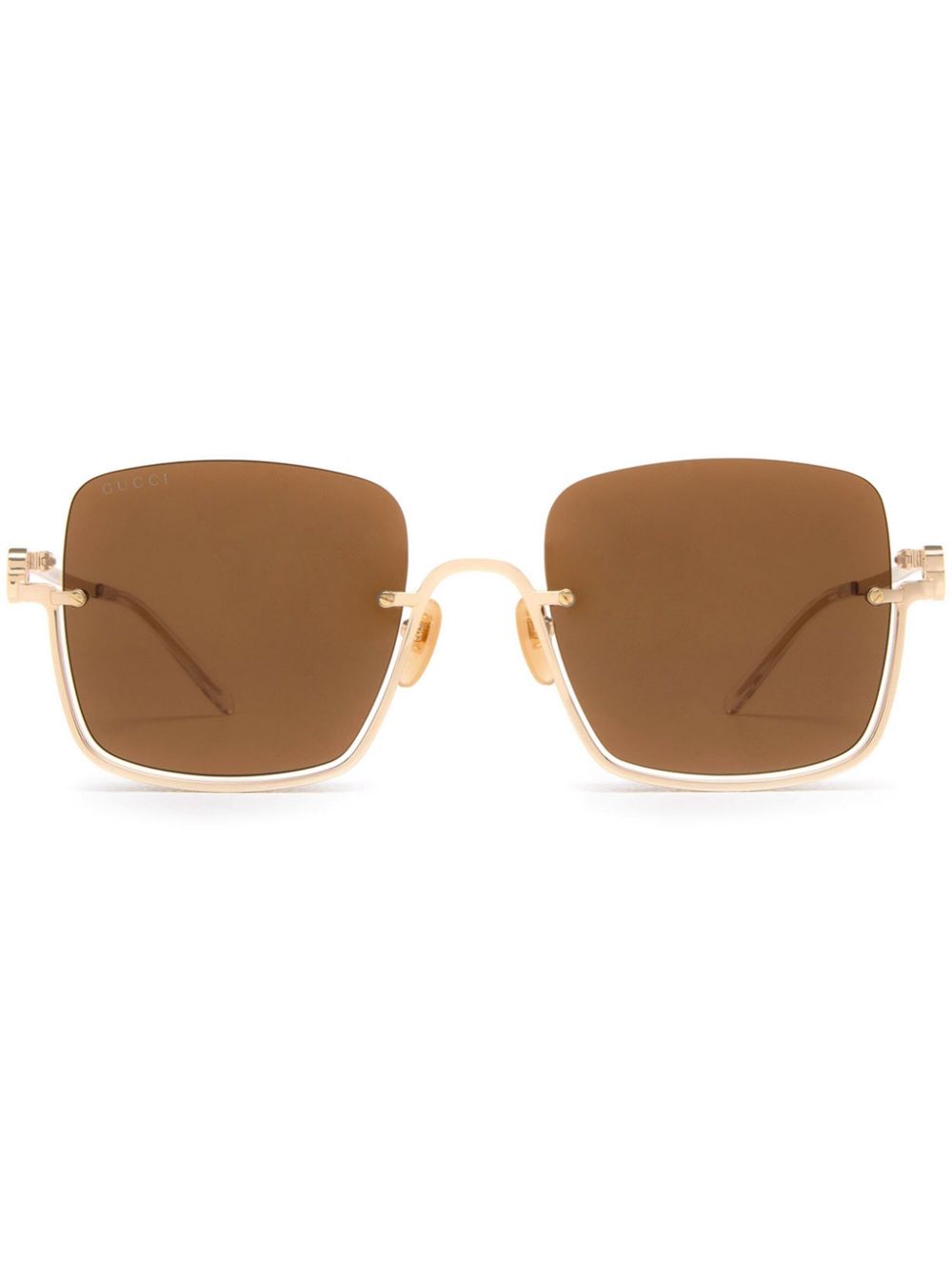 Gucci Eyewear Zonnebril met vierkant montuur Goud