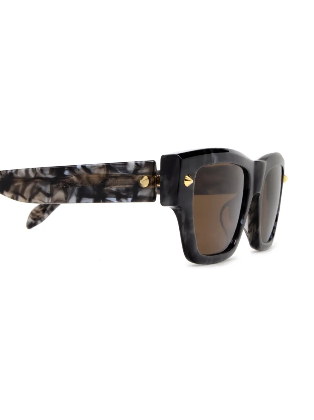 Alexander McQueen Eyewear Zonnebril met rechthoekig montuur Bruin