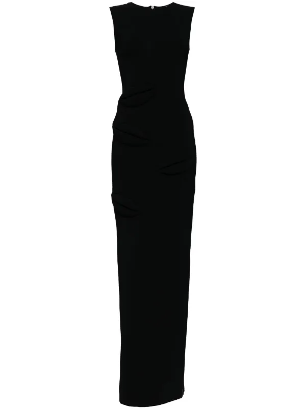 A.W.A.K.E. Mode Lip Appliqué Maxi Dress in Black