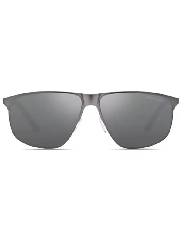 EMPORIO ARMANI サングラス シルバーフレーム スクエア型 Emporio Armani スクエアフレーム サングラス | シルバートーン