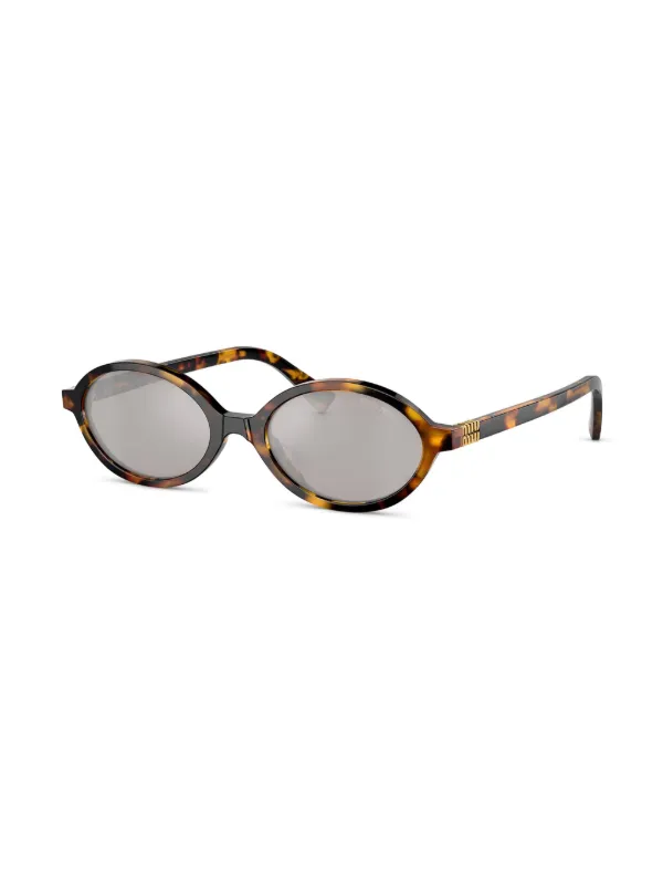 Miu Miu Eyewear ロゴ サングラス | ブラウン | FARFETCH JP