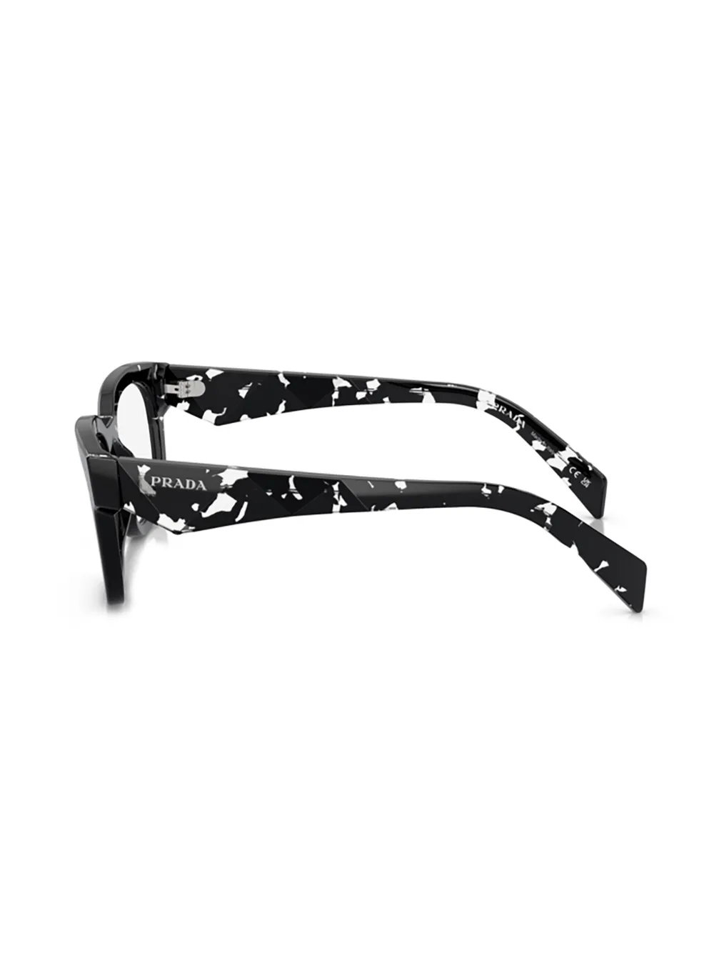 Prada Eyewear PR A10V Havana bril met doorzichtig montuur Zwart
