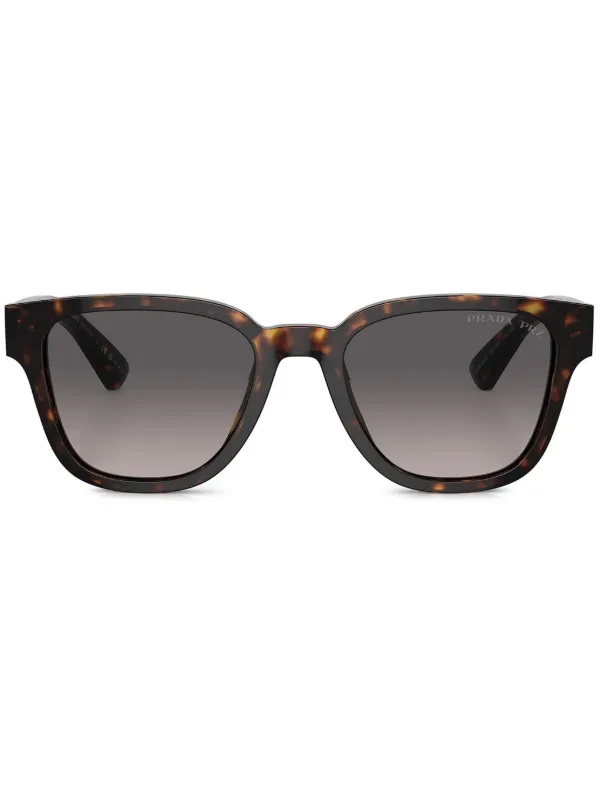 PRADA スクエア サングラス ブラウン Prada Eyewear Logo square-frame Sunglasses | Brown | FARFETCH CA