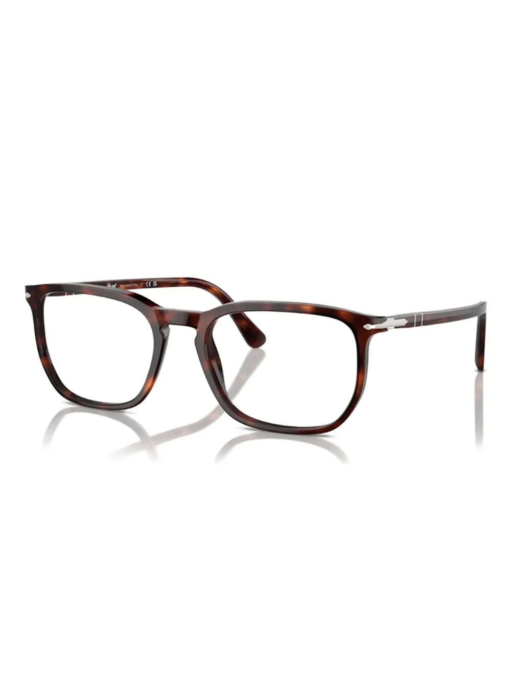 Persol PO3339V bril met rechthoekig montuur en schildpadschild design Bruin