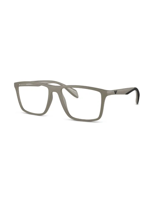 Emporio Armani Rectangle Frame Glasses | Grey | FARFETCH ZA