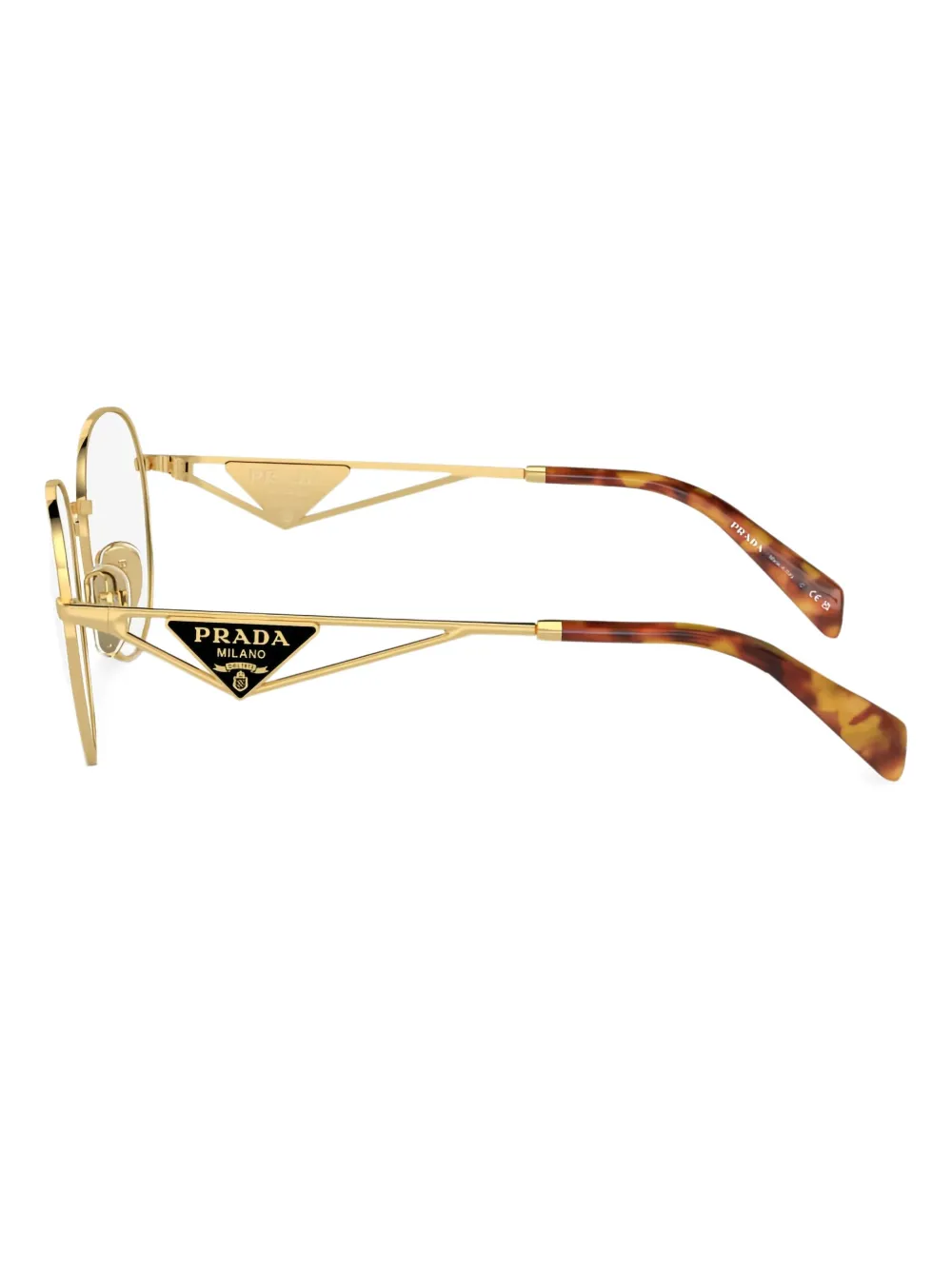 Prada Eyewear triangle-plaque gold frames Goud