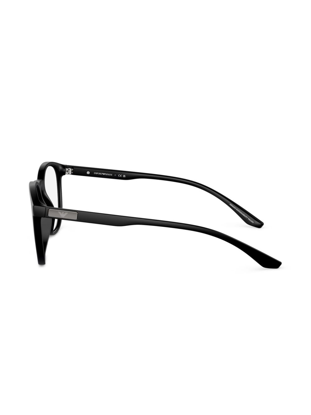 Shop Emporio Armani Round Frame Glasses In ブラック