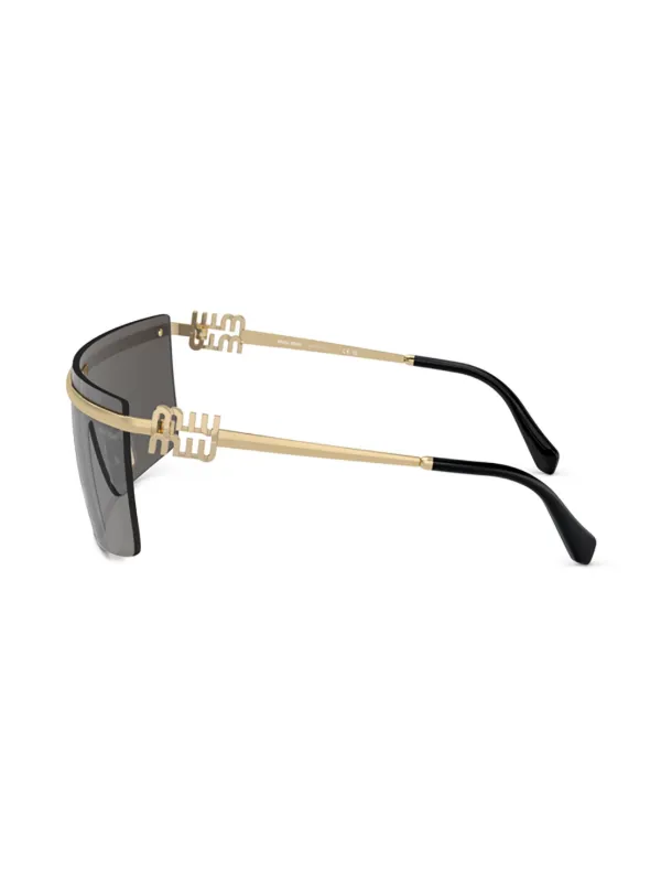 Miu Miu Eyewear logo-lettering Sunglasses | Gold | FARFETCH RO