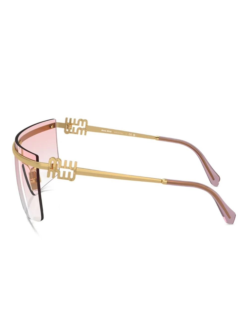 Miu Eyewear Zonnebril met gouden montuur Roze