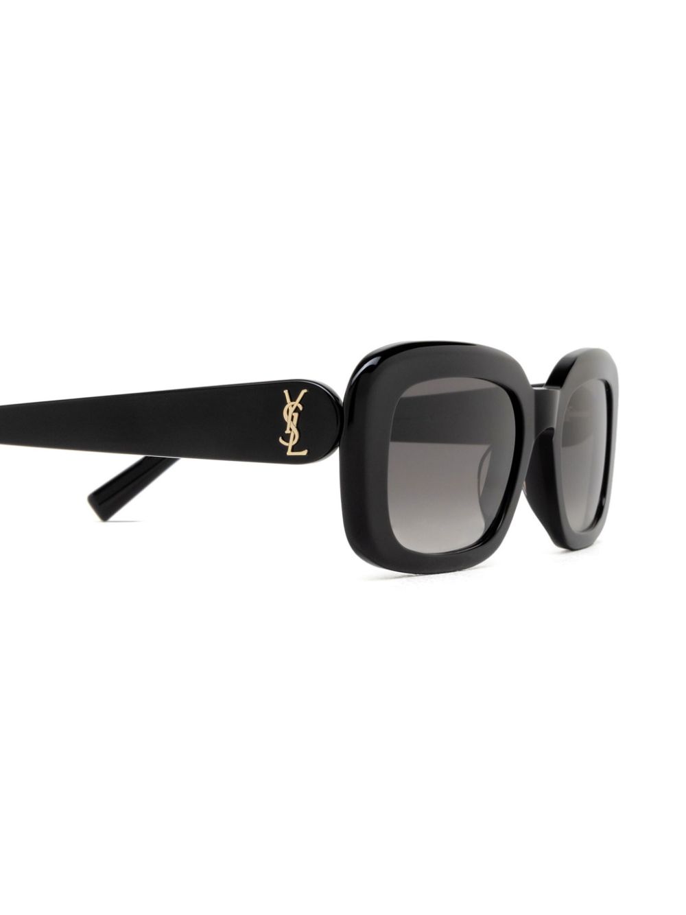 Shop Saint Laurent Cassandre-plaque Sunglasses In Black