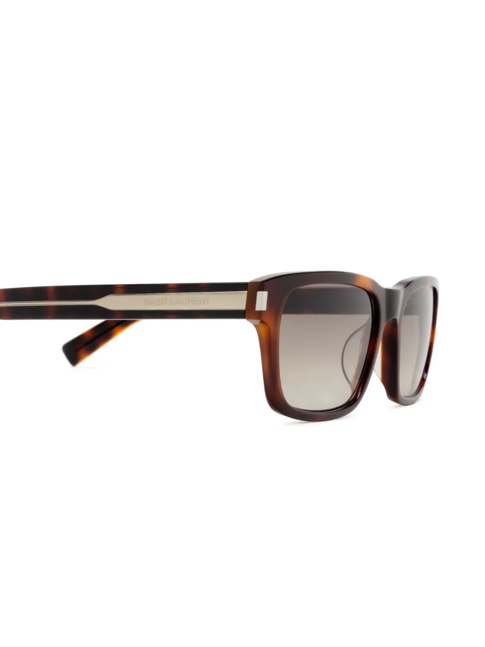 Saint Laurent Eyewear Zonnebril met rechthoekig montuur en schildpadschild design Bruin