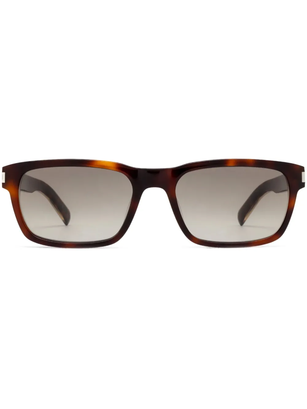 Saint Laurent Eyewear Zonnebril met rechthoekig montuur en schildpadschild design Bruin