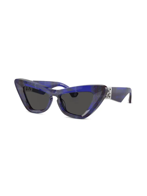 Burberry Eyewear Check cat-eye Sunglasses | Blue | FARFETCH display picture 2