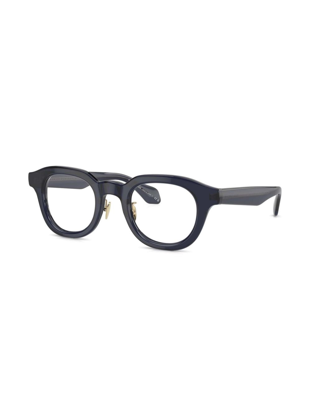 Shop Giorgio Armani Round Frame Glasses In 蓝色