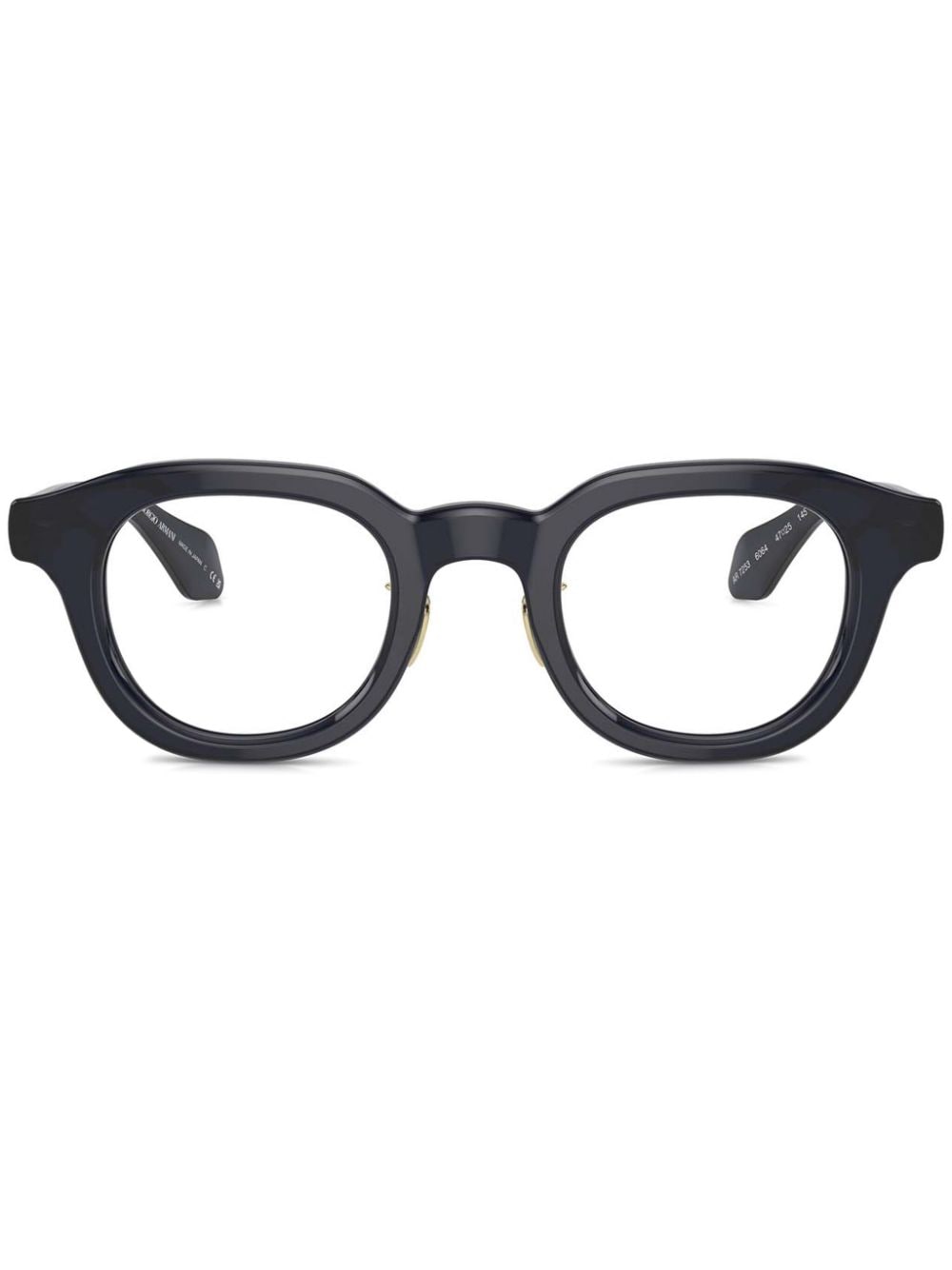 Shop Giorgio Armani Round Frame Glasses In 蓝色