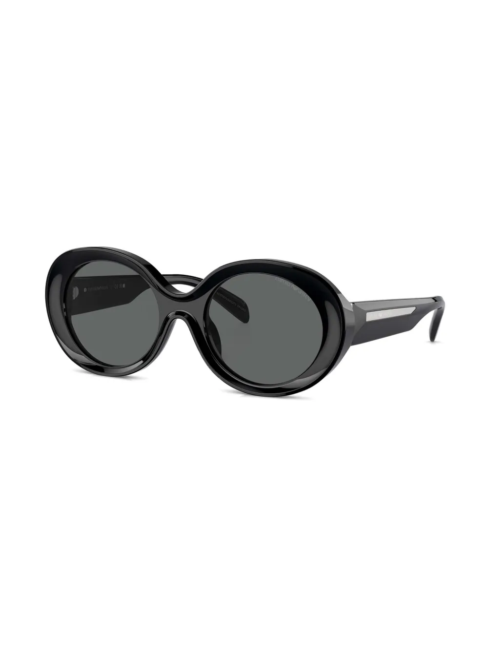 Emporio Armani Zonnebril met rond montuur Zwart