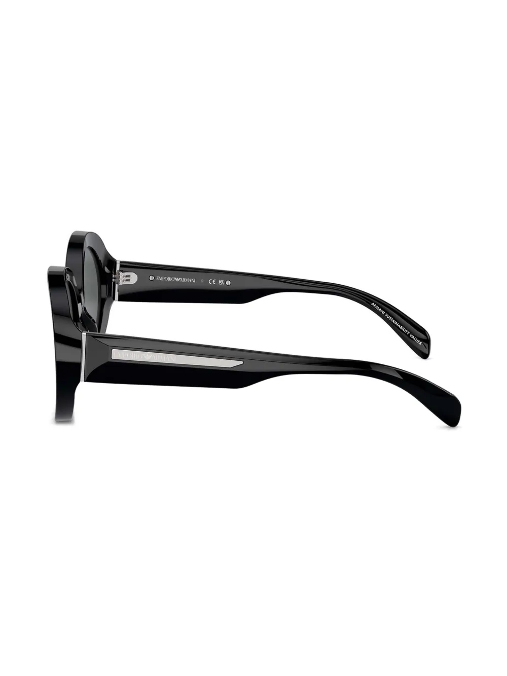 Emporio Armani Zonnebril met rond montuur Zwart