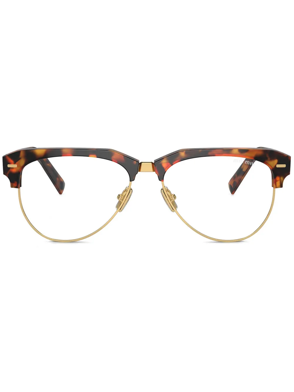 Miu Miu Eyewear logo-lettering glasses | Brown | Image 1