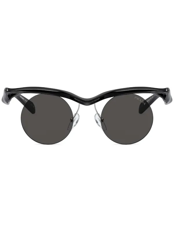 Prada Eyewear ラウンドフレーム サングラス | ブラック | FARFETCH JP