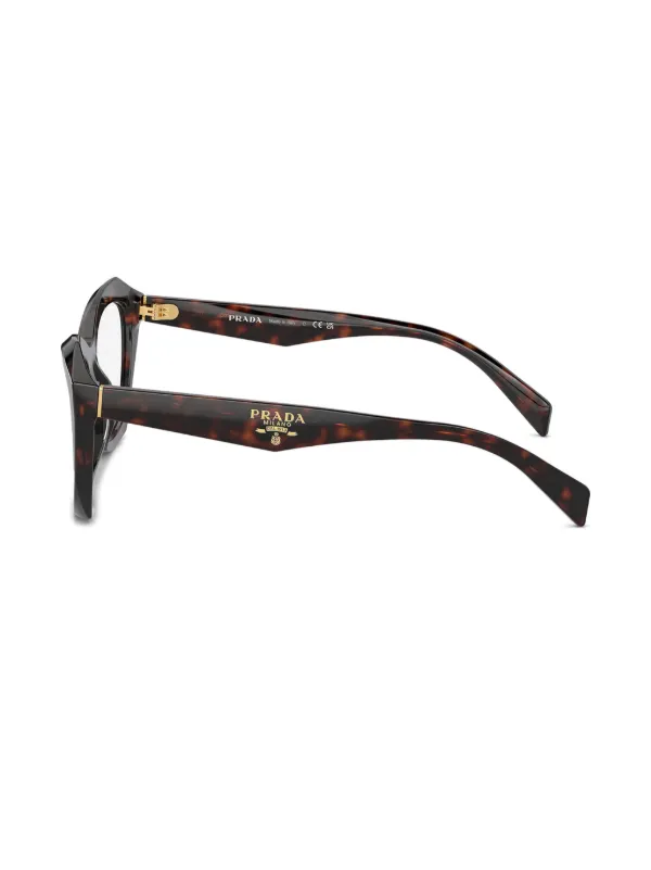 【PRADA】ロゴ シンボル 眼鏡 ブラウン Prada Eyewear シンボル 眼鏡フレーム | ブラウン | FARFETCH JP